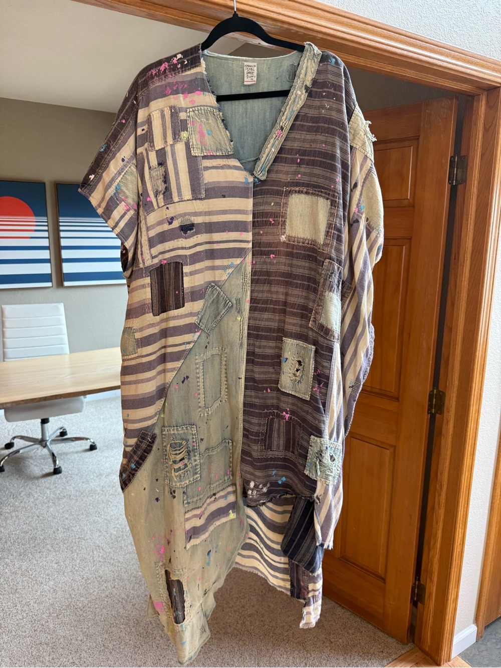 Magnolia Pearl Patchwork caftan blue/purple & Cream